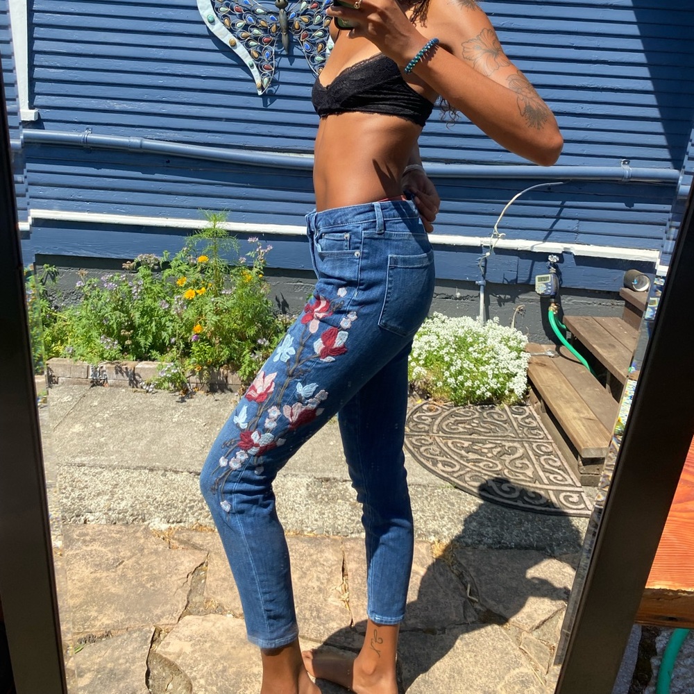 Floral Embroidered Jeans